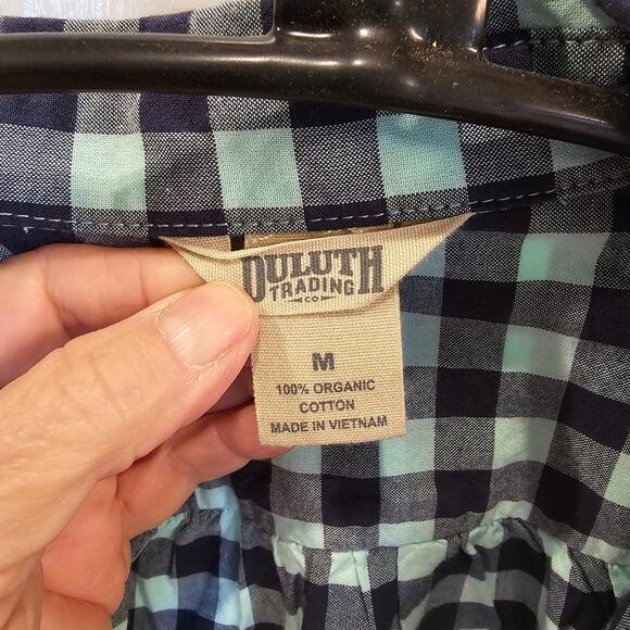 Duluth Trading Women's Gingham Check Long Sleeve Shirt Tabbed Sleeves M Cotton - Picture 8 of 8